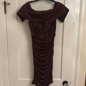 Vince Camuto Burgundy Off-Shoulder Mini Dress